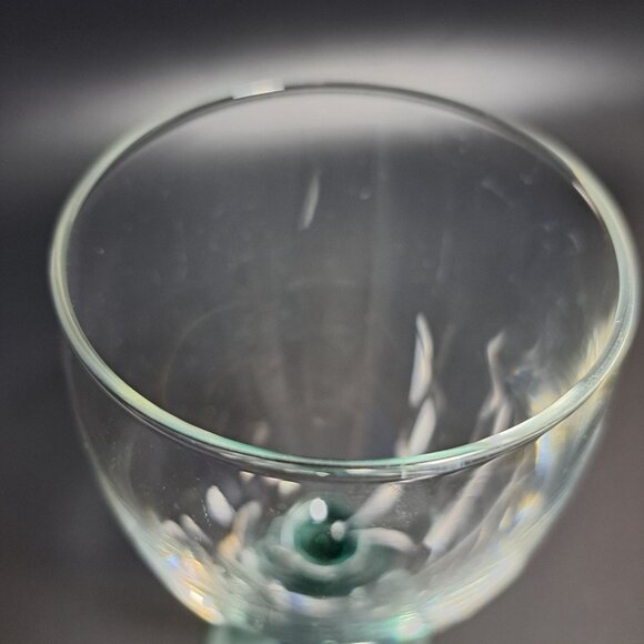 Clear Glass Goblet With Green Stem - Picture 2 of 8